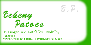 bekeny patocs business card